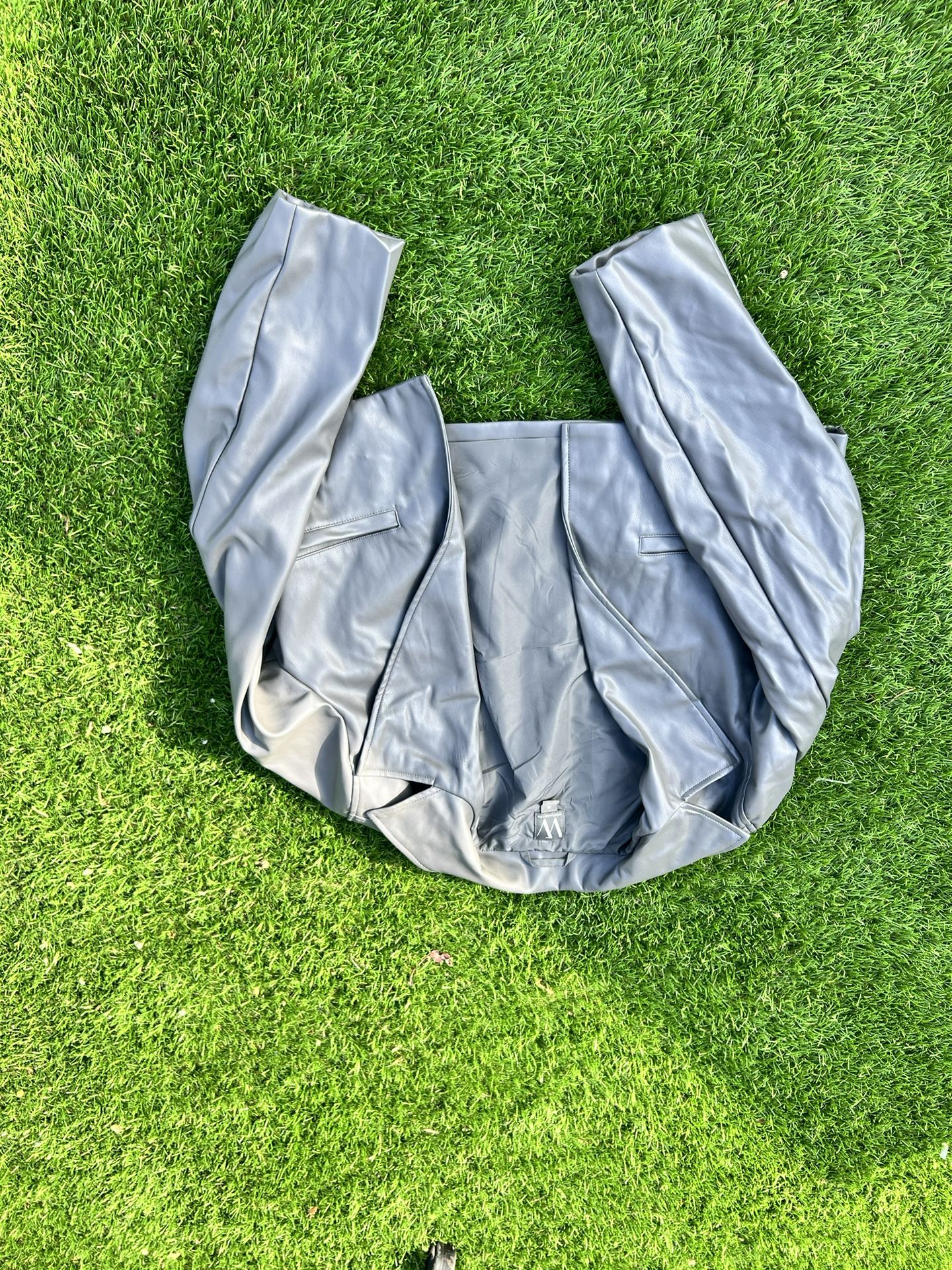 Soft Gray Faux Leather Half Jacket