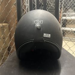Matte Black Retro Open Face Motorcycle Helmet - DOT Approved (Size L)