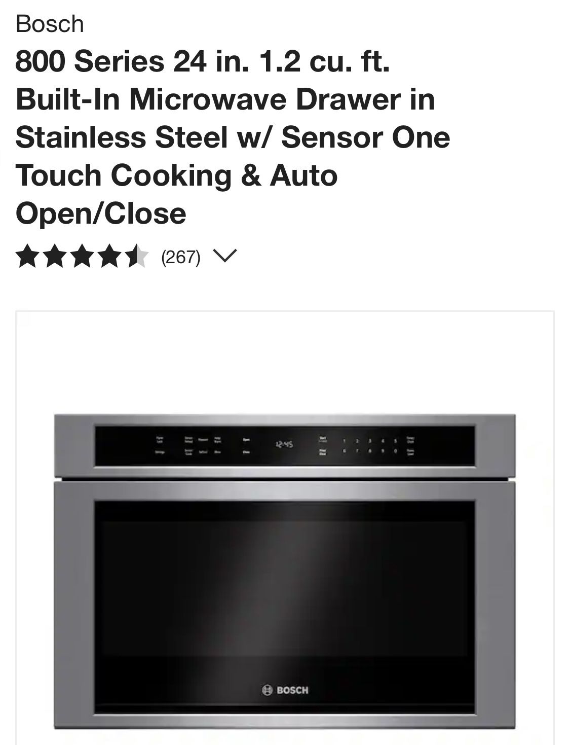 NEW IN BOX 800 Series 24 in. 1.2 cu. ft. BuiltIn Microwave Drawer in