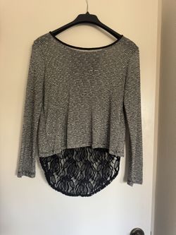BCX Black and White Textured Knit Top