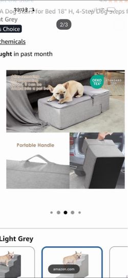 4-Step Folding Dog Stairs, Light Grey
