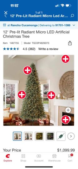Costco Pre-Lit Artificial Christmas Trees – Various Sizes 4.5 ft to 12 ft