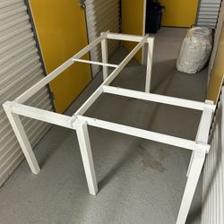 White Metal Desk. Includes glass.