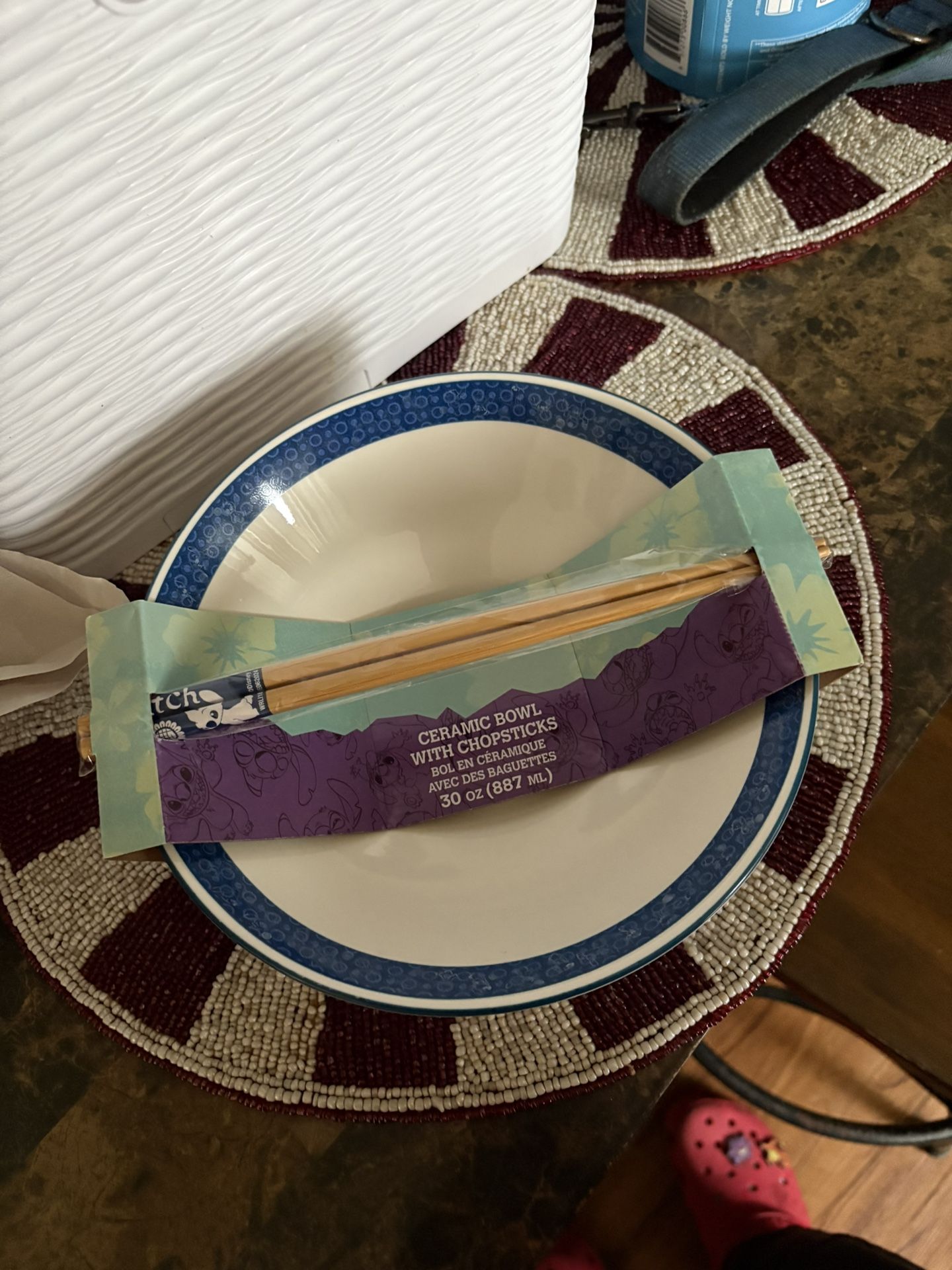 NIB Disney STITCH Deep Ceramic Bowl w/ Chopsticks Large 30oz Ramen Noodles Soup
