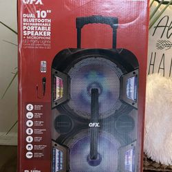 Qfx Dual 10” Bluetooth rechargeable Party Speaker With Microphone And LED Lights 🔊🎤🎶 