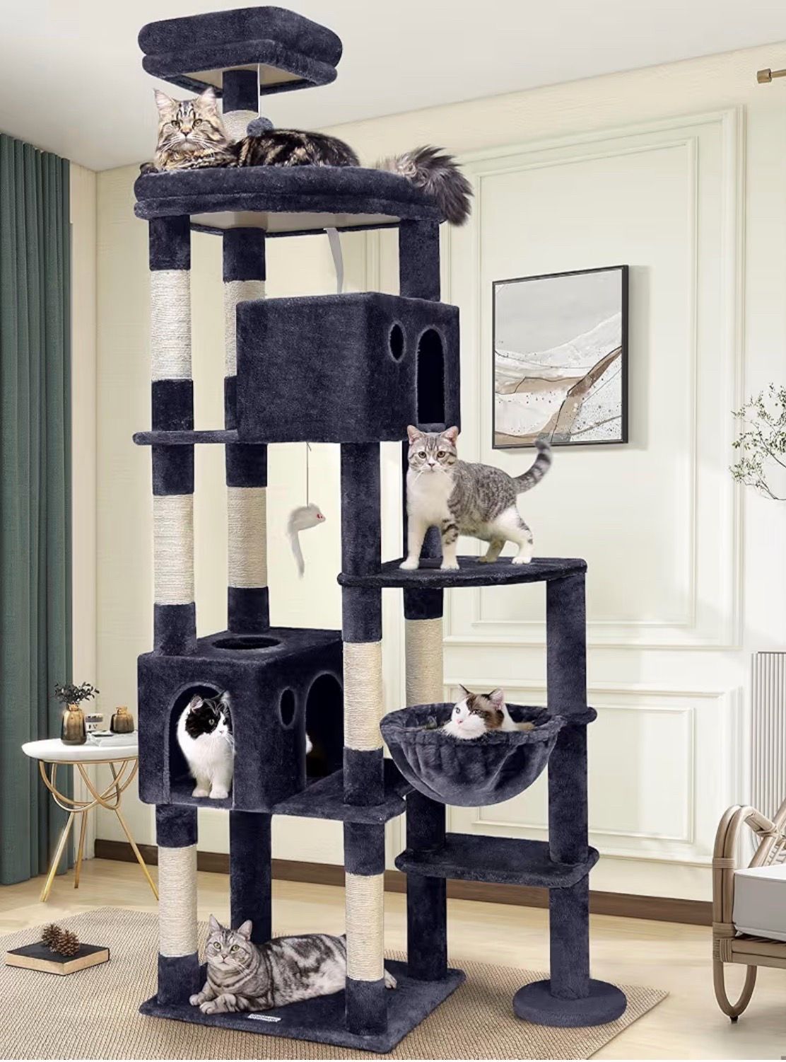 Globlazer Giant Cat Tree, 83 inch Cat Tree for Indoor Cats Large Adult, XXL Cat Tower with 9 Scratching Posts for 20lb+ Heavy Duty Large Adult Cats, F