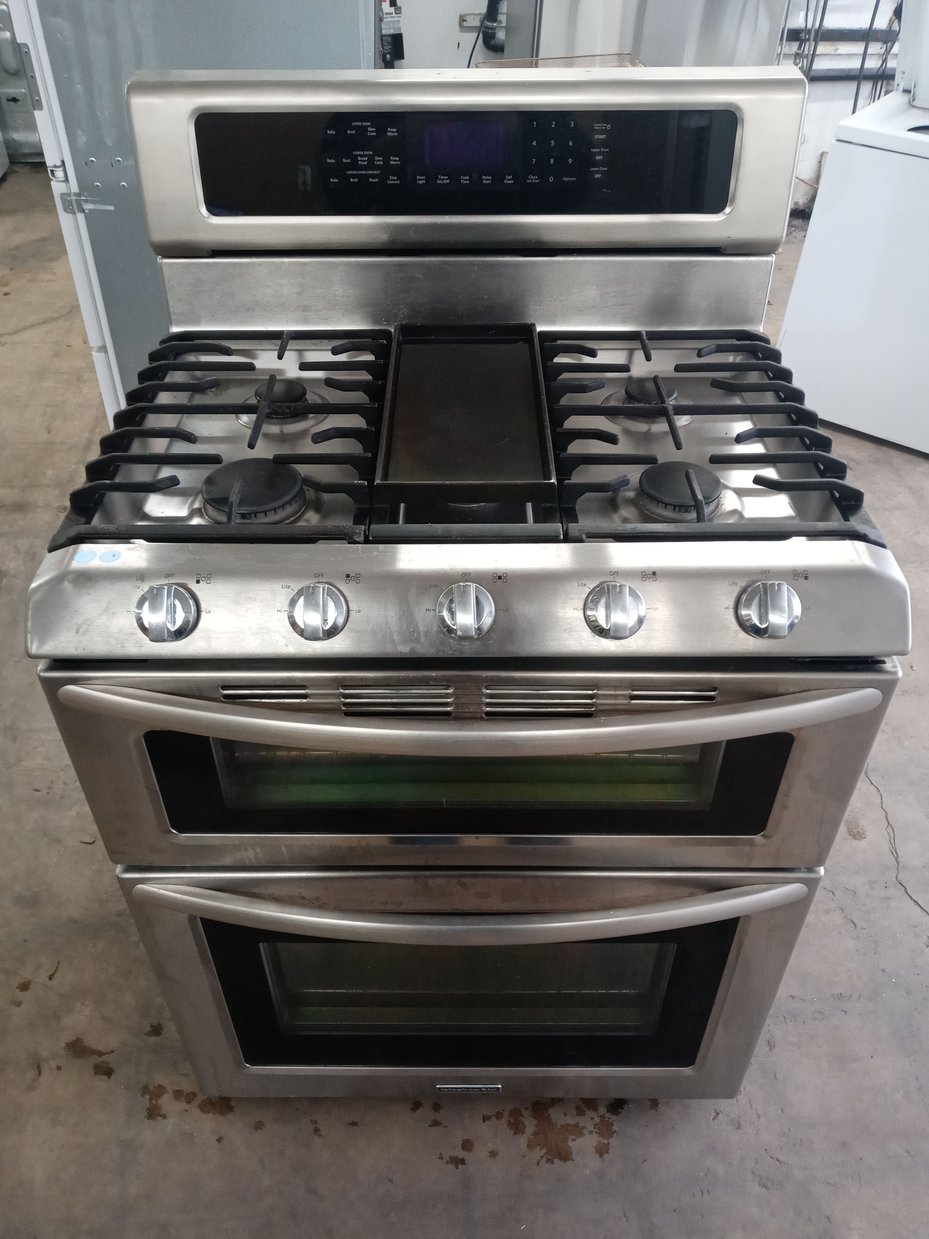 KitchenAid stainless steel 5-burner double oven dual fuel stove - Free delivery