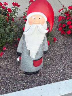 Large Metal Santa &Gnome Garden Statue