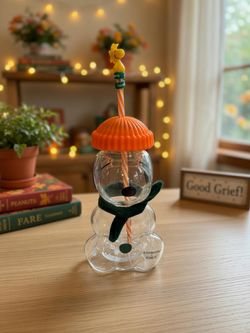 Starbucks x Peanuts Snoopy Glass Cup with Straw