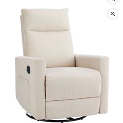 GIANNA Recliner Chair Swivel Rocking Chair for Living Room, With Extra Large Footrest for Home, High Back, Upholstered Deep Seat, Beige