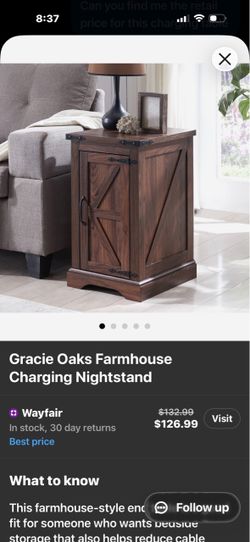 Gracie Oaks Farmhouse Charging Nightstand