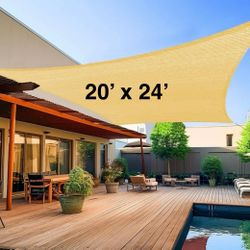 20 x 24 Sun Shade Rectangular Sun Sail Sun Screen- Beige 20x24