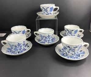 Vintage blue Danube tea cups and saucers