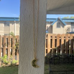 Handmade Resin Crescent Moon Fern Necklace