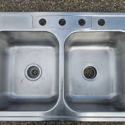 Elkay Neptune Drop-In Double Bowl 4-Hole Kitchen Sink 33”x22”