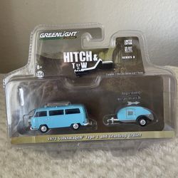 Greenlight 1972 Volkswagen Type 2 VW BUS CAMPER andTeardrop TrailerHITCH&TOW hw1