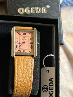 Ogeda tank style quartz watch - unisex, salmon dial
