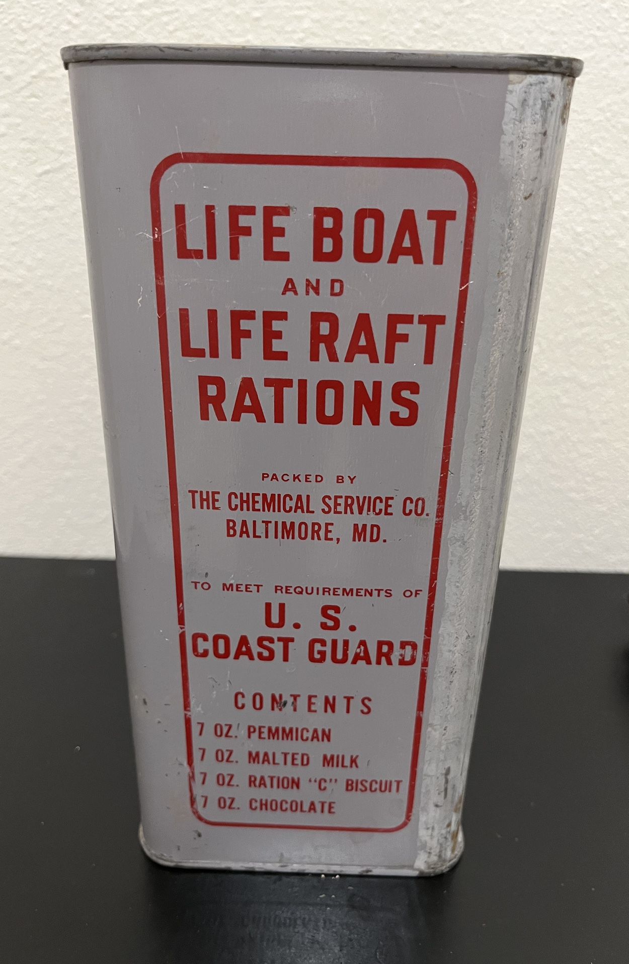 Vintage 1944 WWII U. S. Coast Guard Life Boat And Life Raft Rations