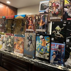 19 Anime Figurines Lot Bundle One Piece, Demon Slayer, Naruto Etc…