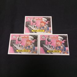 Lot Of 3 Old Topps 1987 Garbage Pail Kids - Phil 'Er Up Stickers Cards #385a 