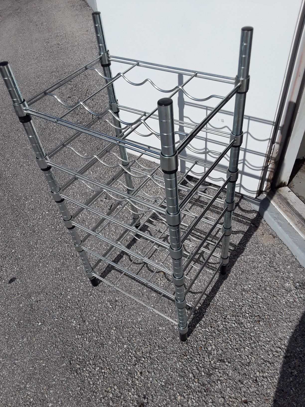 Stainless steel wine rake / shelf , fits 24 wine bottles