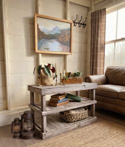 Aged Gray Wood Farmhouse Table, Entryway Table, Accent Table Handmade!