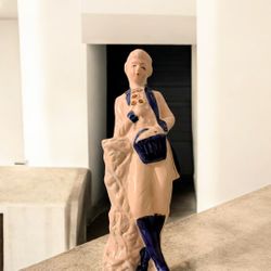 Vintage 1979s Victorian Blue/White/ Gold Tone Porcelain Man Figurine