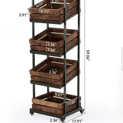 4-Tier Kitchen Cart Mobile Fruit and Vegetable Shelf with Wheels