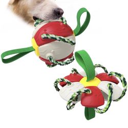Dog Toys Soccer Ball&Frisbee with Grab Tabs,Interactive Dog Toys for Tug of War,Dog Tug Toy, Dog Water Toy,High Flying Aerodynamic Disc for Dogs Puppy