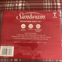 New Sunbeam Twin Size Bed Sheet Set In Burgundy & White Plaid Design, Deep Pockets For Thick Mattresses, Very Soft Fabric