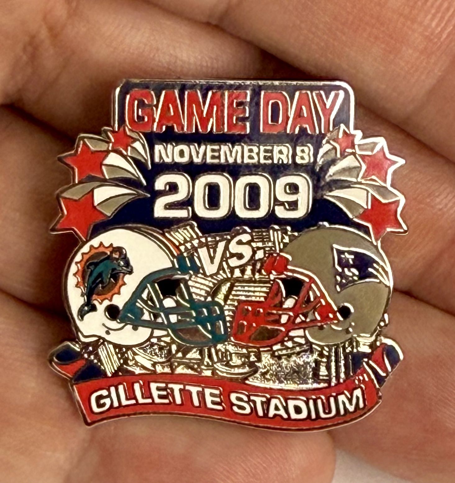 RARE New England Patriots vs Miami Dolphins 2009 Game Day Pin Gillette Stadium