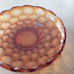 IMPERIAL AMBER  GLASS COIN / THUMBPRINT PLATE
