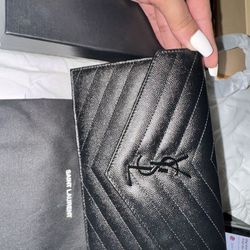 YSL wallet bag on chain (Black on black)