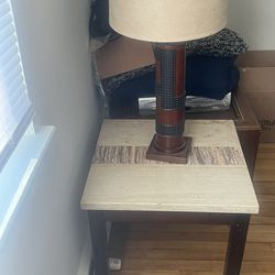 Two End Tables With Two Lamps 