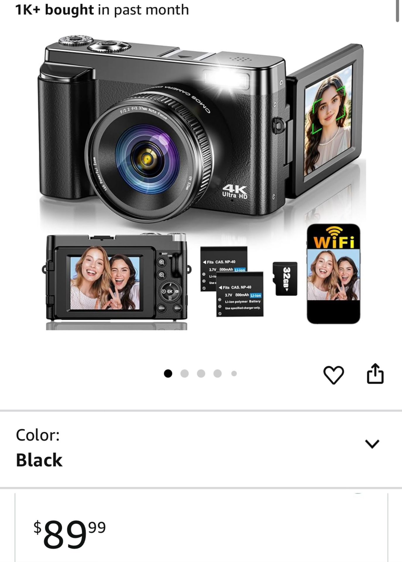 🆕 In 📦 4️⃣K Digital Camera for Photography Autofocus,Upgraded6️⃣4️⃣MP WiFi Vlogging Camera for YouTube with3"180°Flip Screen,16XZoom,Compact Travel