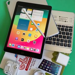 Apple IPad 6th Generation (9.7” Retina / Touch ID / IOS 17) 32GB with keyboard, pen & Accessories (128gb $199) 