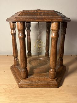 Duck Unlimited Candle Holder Oak & Glass Lantern Hexagon Vintage 8"x8"