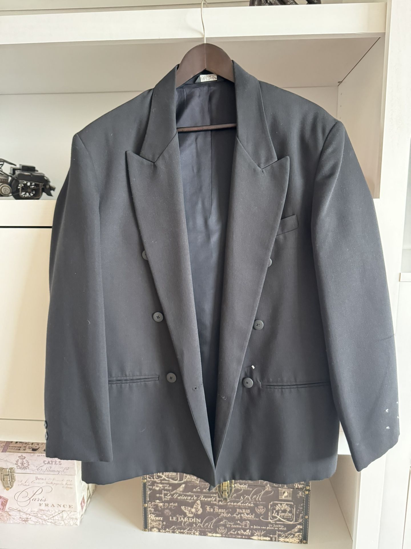 Men’s Black Double-Breasted Blazer – Size 36 Tall 🖤✨