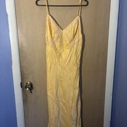 Free People Yellow Lace- Trim Slip Dress 