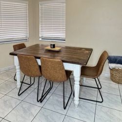 Solid Wood Dining Table with Bench 
