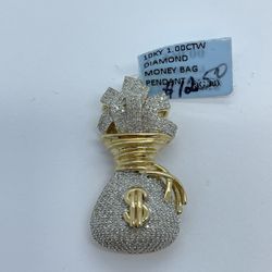 Gold Diamond Money Sign Pendant 