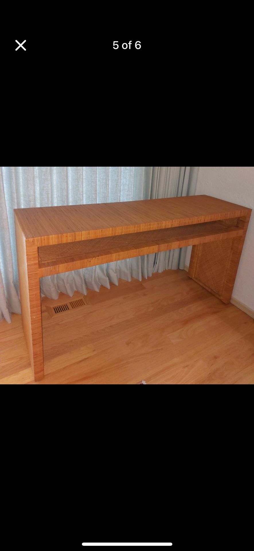 Rattan And Cane Console Table