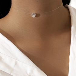 Stunning NEW Sparkly Rhinestone Heart Charm Women’s Teen’s Jewelry Choker Necklace - 4 Left!