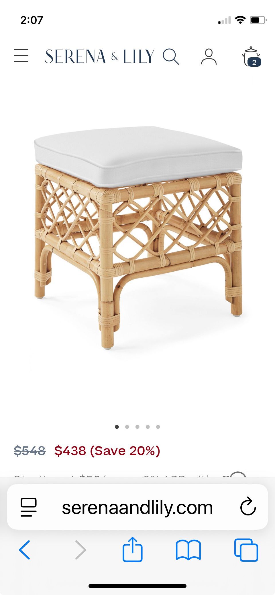 Serena & Lily Avalon Ratton Stool