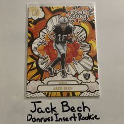 Jack Bech Las Vegas Raiders WR Donruss Short Print Insert Rookie Card.  