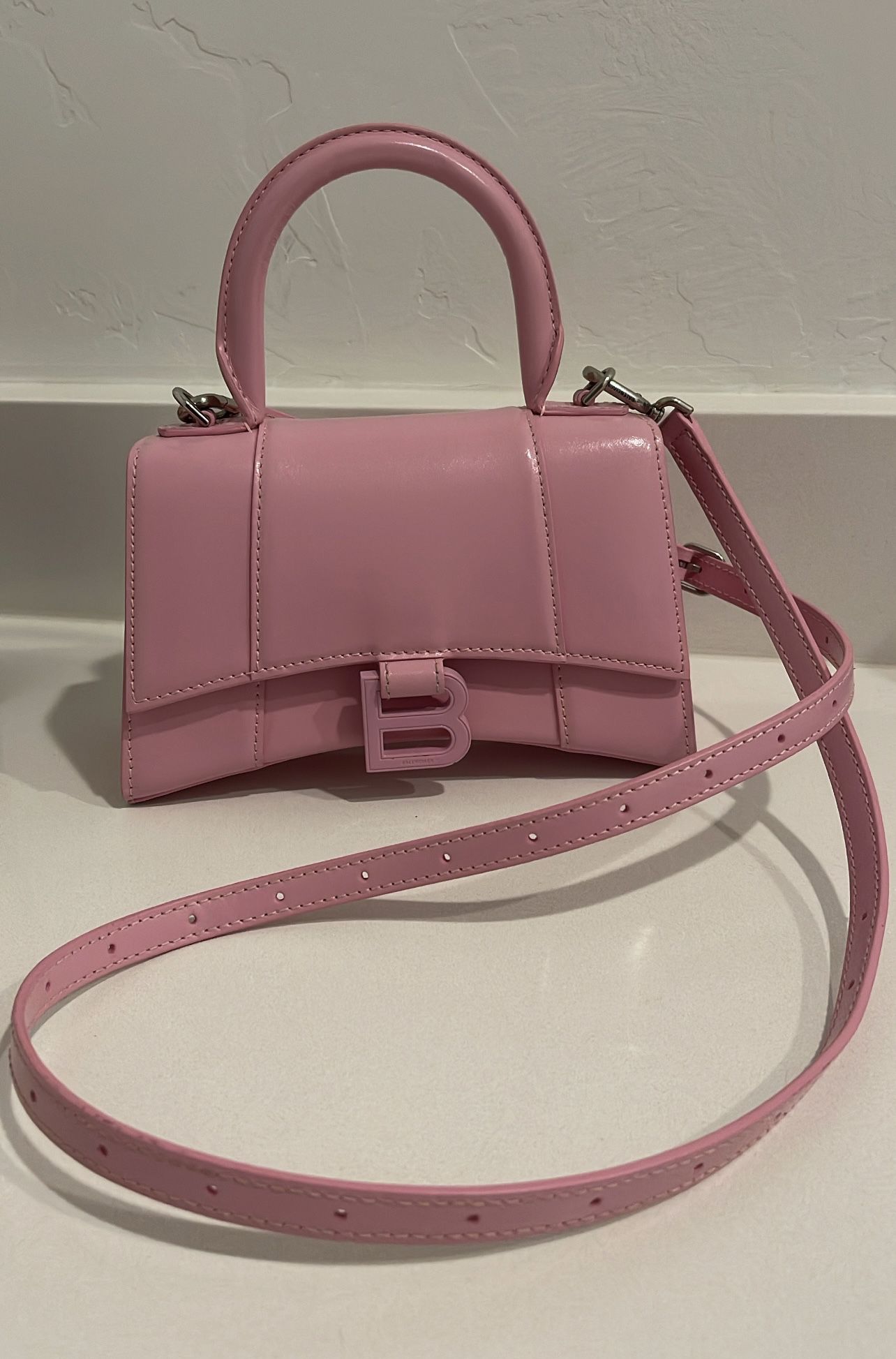 Balenciaga Hourglass Top Handle Bag Candy Pink