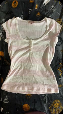 Faded Rose White Ribbed Henley Top
