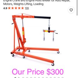 Hydraulic Engine Hoist with Lever, 2 Ton
