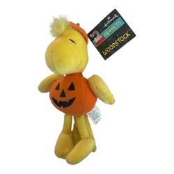 Hallmark Peanuts Halloween Woodstock Bird Pumpkin JOL Plush Toy w/ Tags 8 1/2"