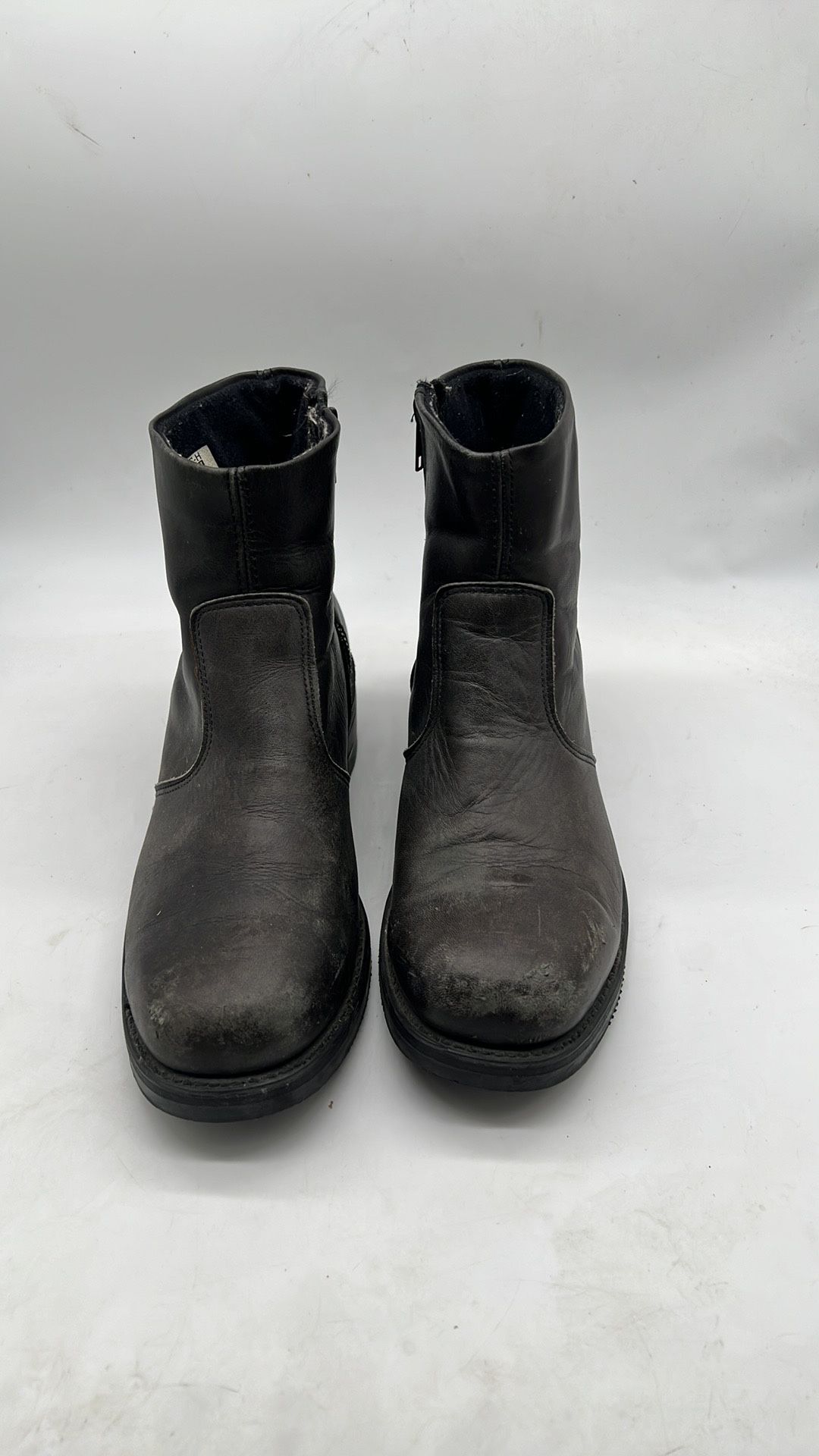 Double H 6110 Mens Size 10 2 E Side Zip Black Leather Ankle Shoes